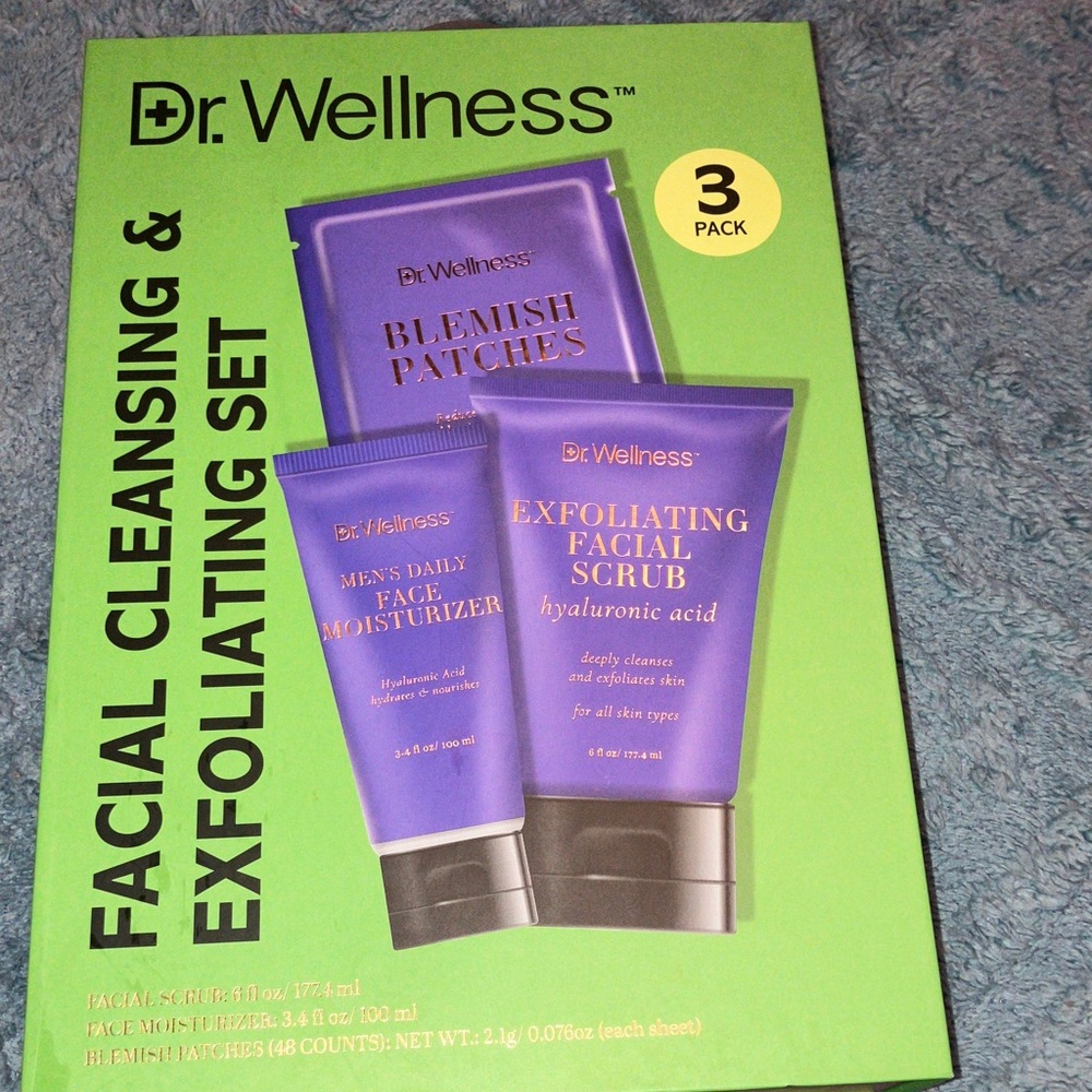 Dr. Wellness Men's Grooming Cleanser Set Facial Scrub & Moisturizer & Patches